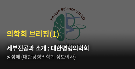 의학회 브리핑(1) / 세부전공과 소개 : 대한평형의학회 / 정성해 (대한평영의학회 정보이사) 